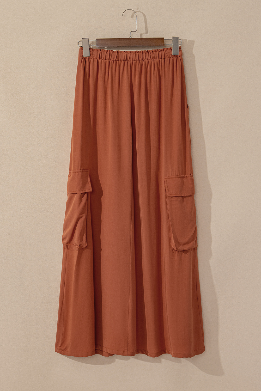 Chestnut Mineral Wash Cargo Pocket Drawstring Waist Maxi Skirt Chestnut Mineral Wash Cargo Pocket Drawstring Waist Maxi Skirt - Image 3