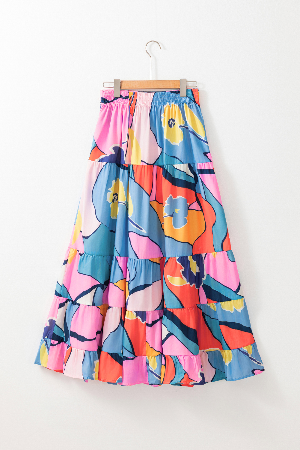 Pink Printed Pocketed High Waist Maxi Skirt Pink Printed Pocketed High Waist Maxi Skirt - Image 4