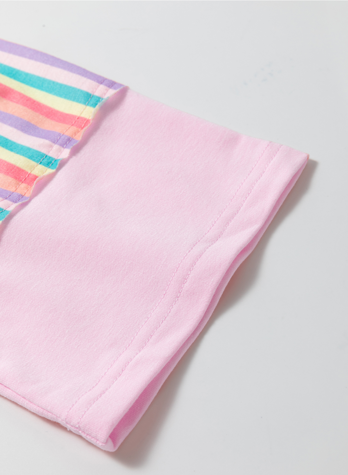 Pink Rainbow Stripe Half Sleeve Buttoned T Shirt Dress Pink Rainbow Stripe Half Sleeve Buttoned T Shirt Dress - Image 5
