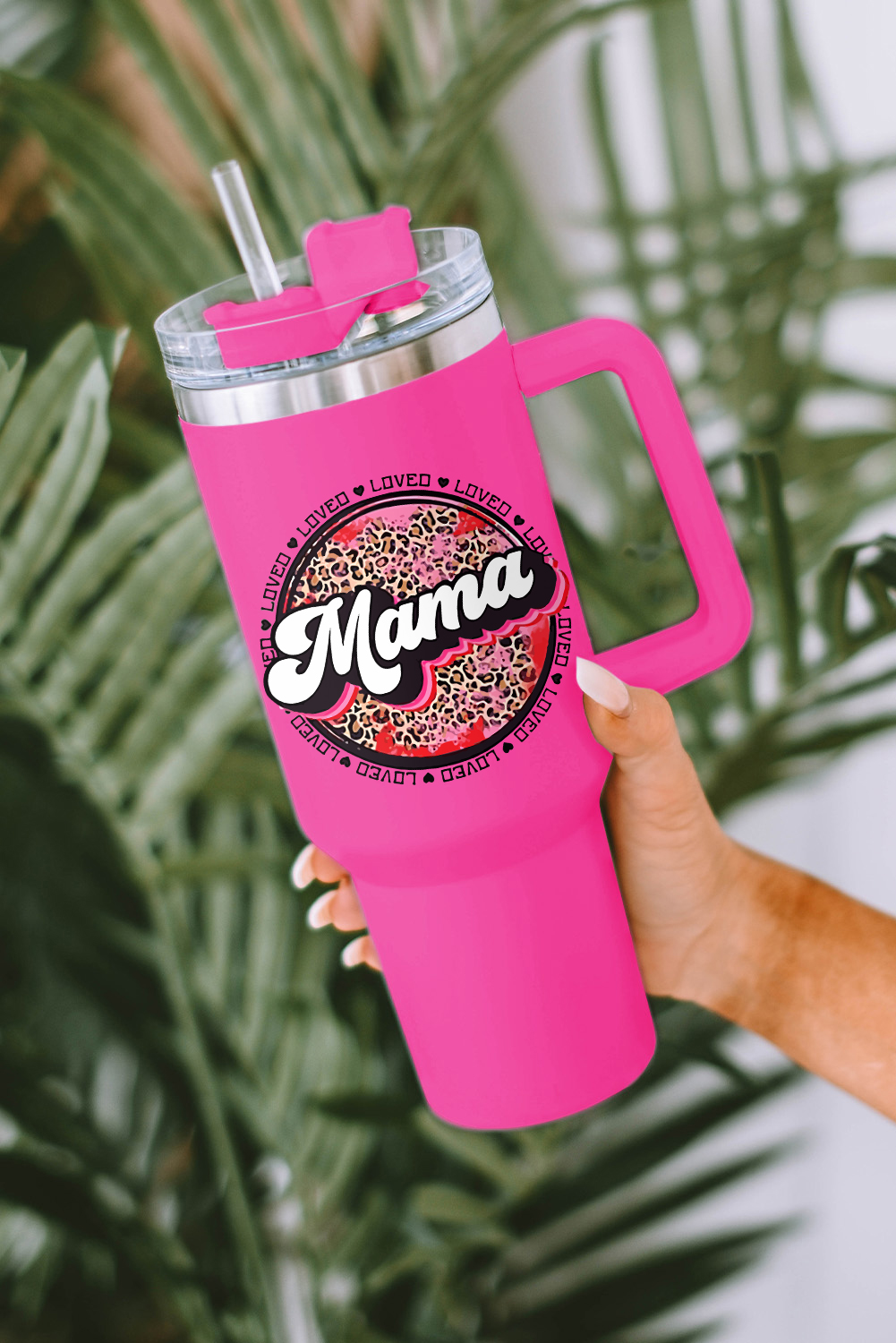 Rose Mama Leopard Print Stainless Steel Insulate Cup with Handle 40oz Rose Mama Leopard Print Stainless Steel Insulate Cup with Handle 40oz - Image 6