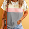 White Colorblock Star Patched Half Sleeve Oversized Tee White Colorblock Star Patched Half Sleeve Oversized Tee