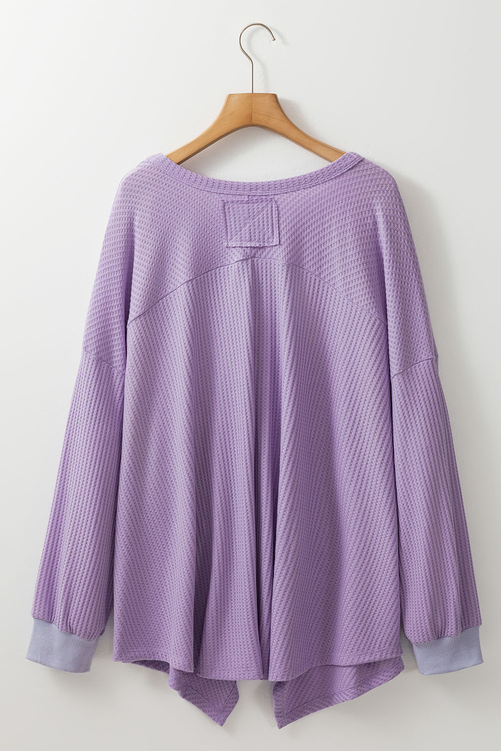 Orchid Petal Plus Size Waffle Knit Exposed Seam Flowy Top Orchid Petal Plus Size Waffle Knit Exposed Seam Flowy Top - Image 8