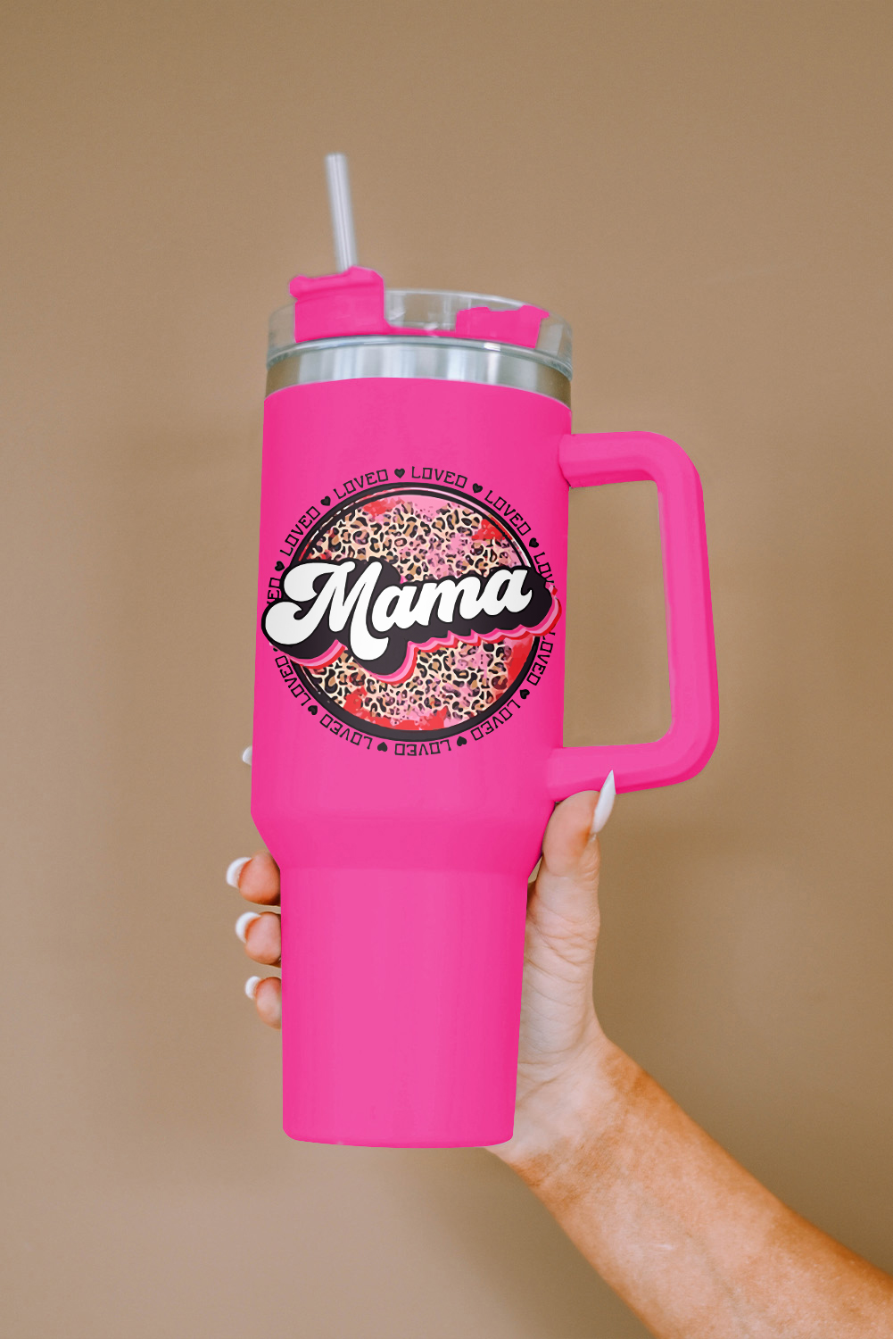 Rose Mama Leopard Print Stainless Steel Insulate Cup with Handle 40oz Rose Mama Leopard Print Stainless Steel Insulate Cup with Handle 40oz - Image 7