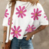Pink Flower Print Bubble Sleeve Tee Pink Flower Print Bubble Sleeve Tee