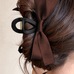Coffee Bow Decor Large Hair Claw Clip