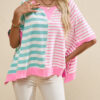 Sky Blue Flower Print Bubble Sleeve Tee