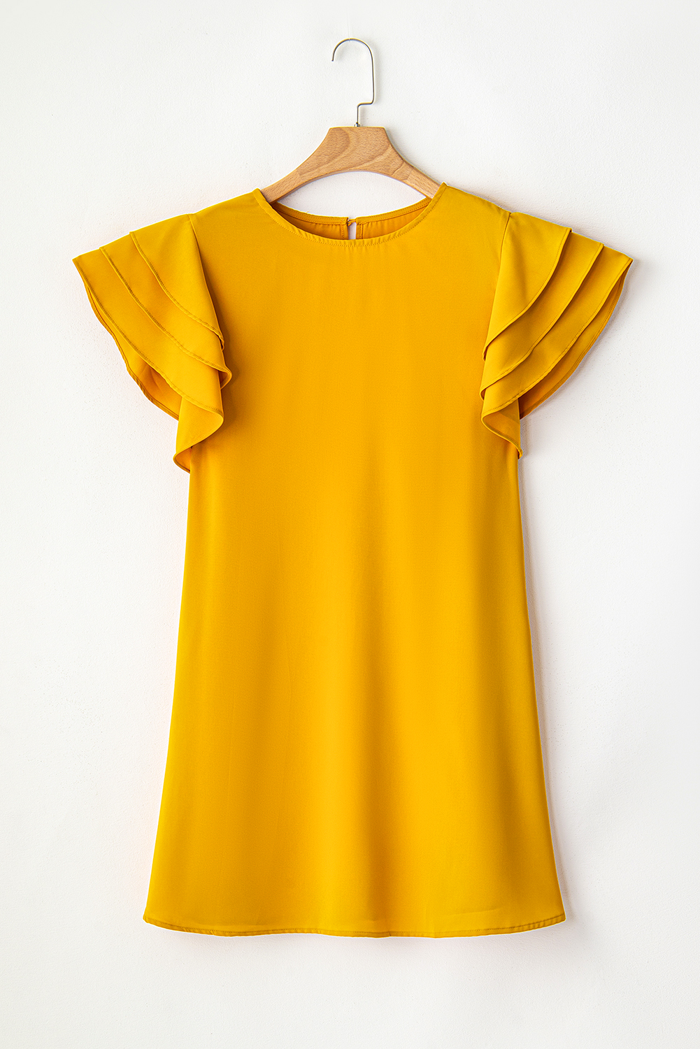 Grapefruit Orange Tiered Ruffled Sleeve Plus Size Mini Dress Grapefruit Orange Tiered Ruffled Sleeve Plus Size Mini Dress - Image 7