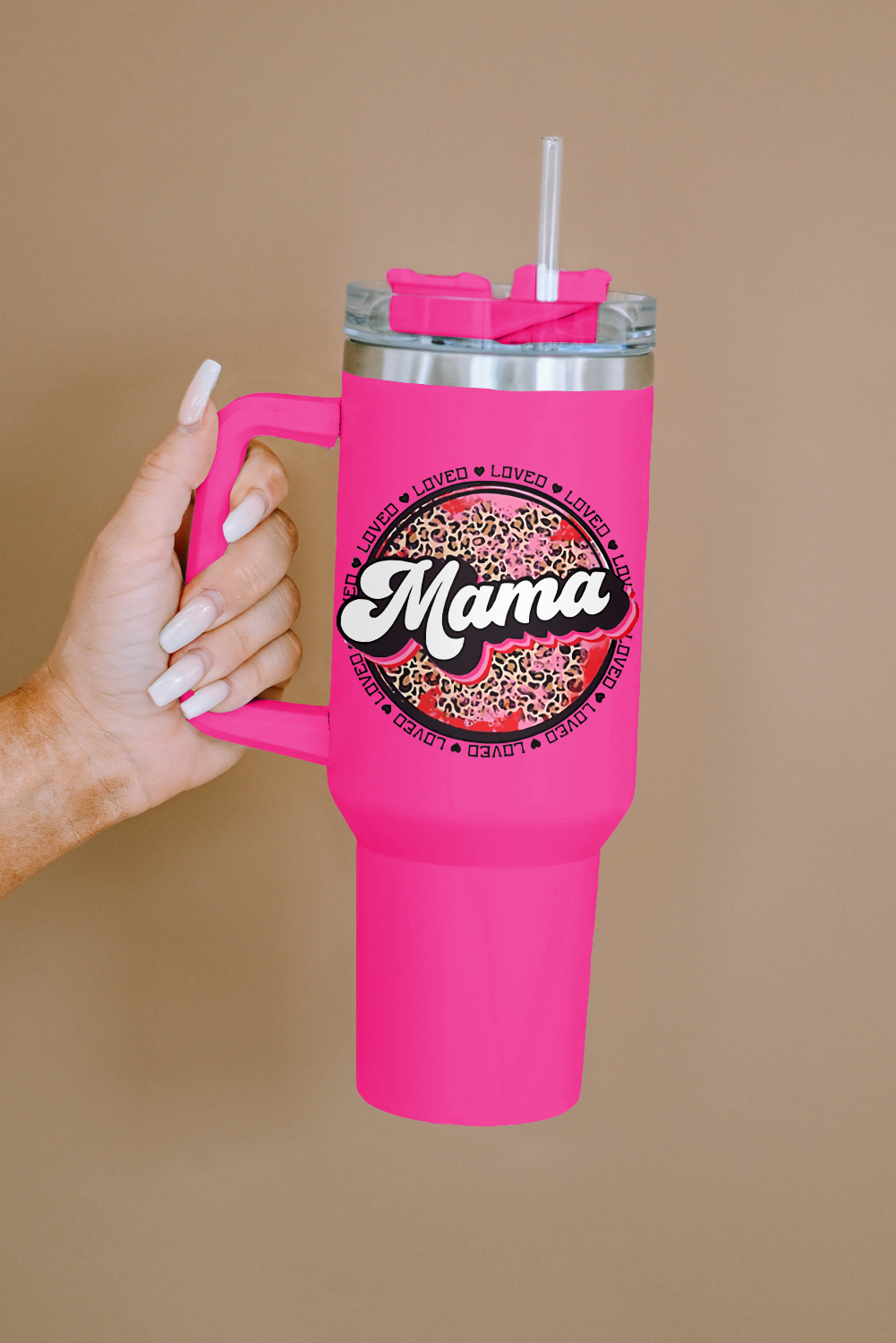 Rose Mama Leopard Print Stainless Steel Insulate Cup with Handle 40oz Rose Mama Leopard Print Stainless Steel Insulate Cup with Handle 40oz - Image 8