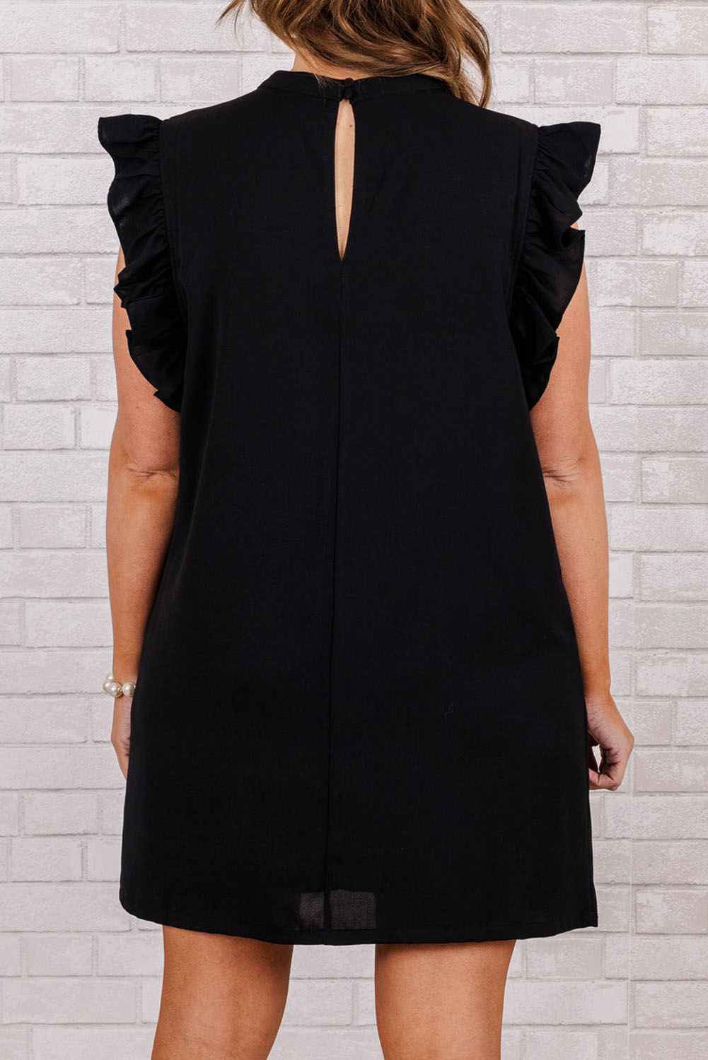 Black Keyhole Back Ruffled Plus Shift Dress Black Keyhole Back Ruffled Plus Shift Dress - Image 8