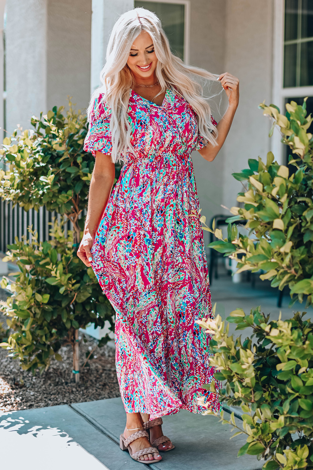 Wrap V Neck Floral Maxi Dress Wrap V Neck Floral Maxi Dress - Image 3