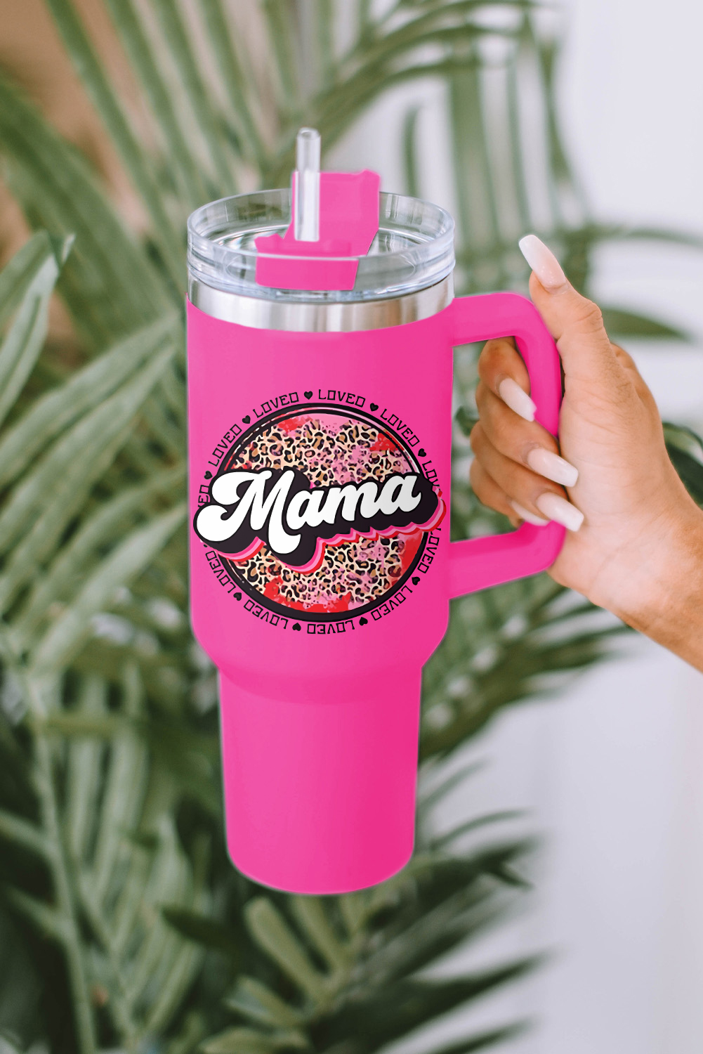 Rose Mama Leopard Print Stainless Steel Insulate Cup with Handle 40oz Rose Mama Leopard Print Stainless Steel Insulate Cup with Handle 40oz - Image 5