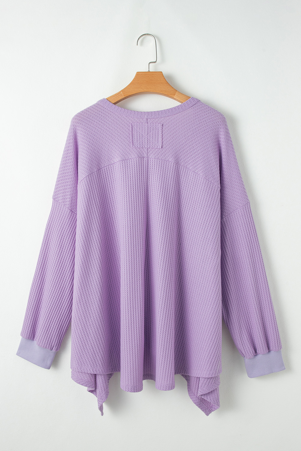 Orchid Petal Plus Size Waffle Knit Exposed Seam Flowy Top Orchid Petal Plus Size Waffle Knit Exposed Seam Flowy Top - Image 6
