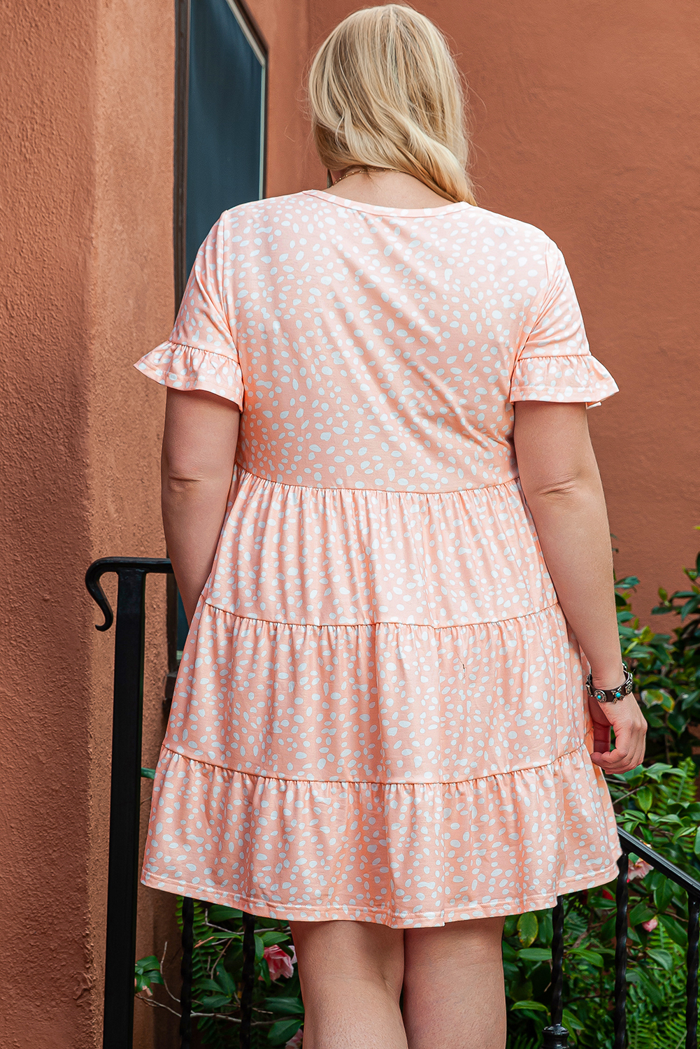 Pink Cheetah Print Tiered Ruffled Plus Size Dress Pink Cheetah Print Tiered Ruffled Plus Size Dress - Image 2