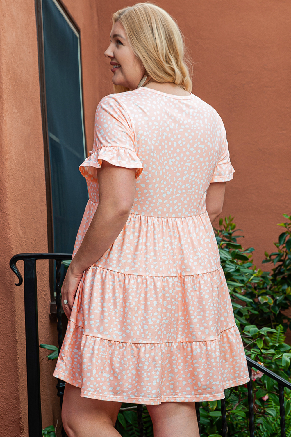 Pink Cheetah Print Tiered Ruffled Plus Size Dress Pink Cheetah Print Tiered Ruffled Plus Size Dress - Image 5