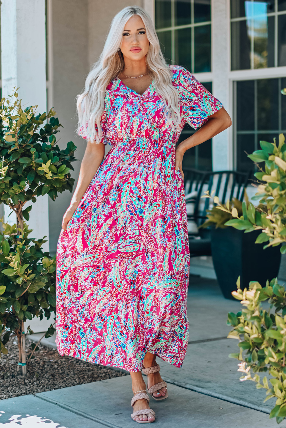 Wrap V Neck Floral Maxi Dress Wrap V Neck Floral Maxi Dress