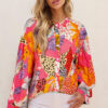 Evergreen Sequin Patchwork Sleeve Button Up Velvet Top