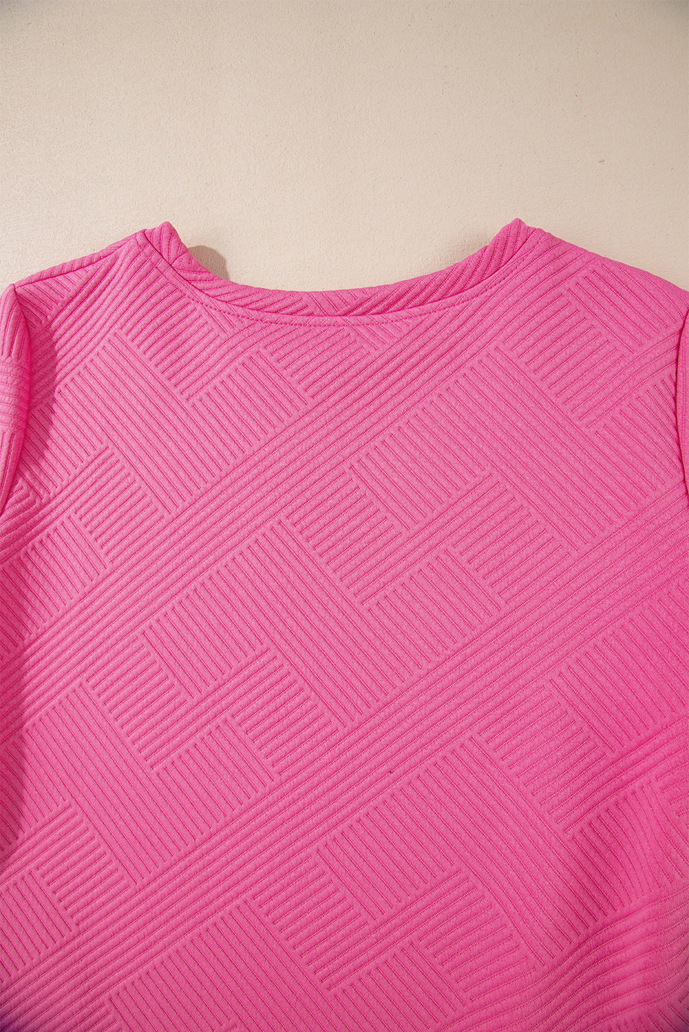 Rose Red Solid Color Textured Long Sleeve Shift Dress Rose Red Solid Color Textured Long Sleeve Shift Dress - Image 6