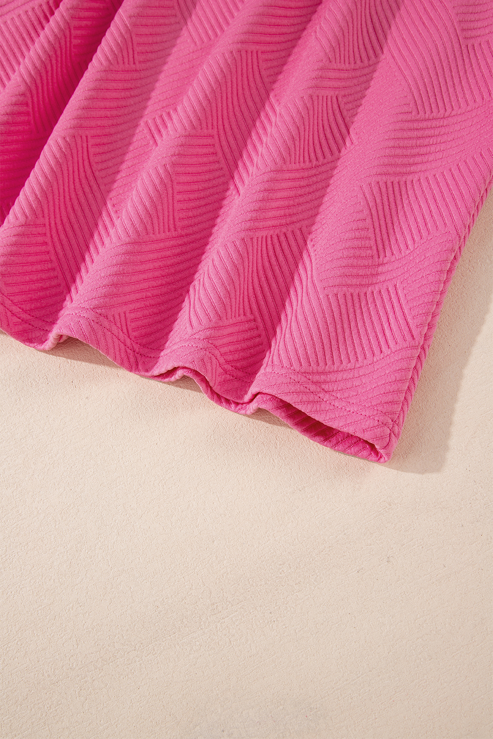 Rose Red Solid Color Textured Long Sleeve Shift Dress Rose Red Solid Color Textured Long Sleeve Shift Dress - Image 8