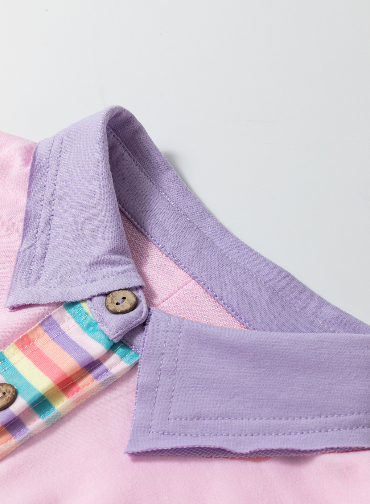 Pink Rainbow Stripe Half Sleeve Buttoned T Shirt Dress Pink Rainbow Stripe Half Sleeve Buttoned T Shirt Dress - Image 7