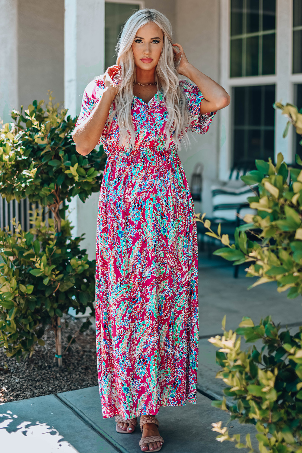 Wrap V Neck Floral Maxi Dress Wrap V Neck Floral Maxi Dress - Image 2