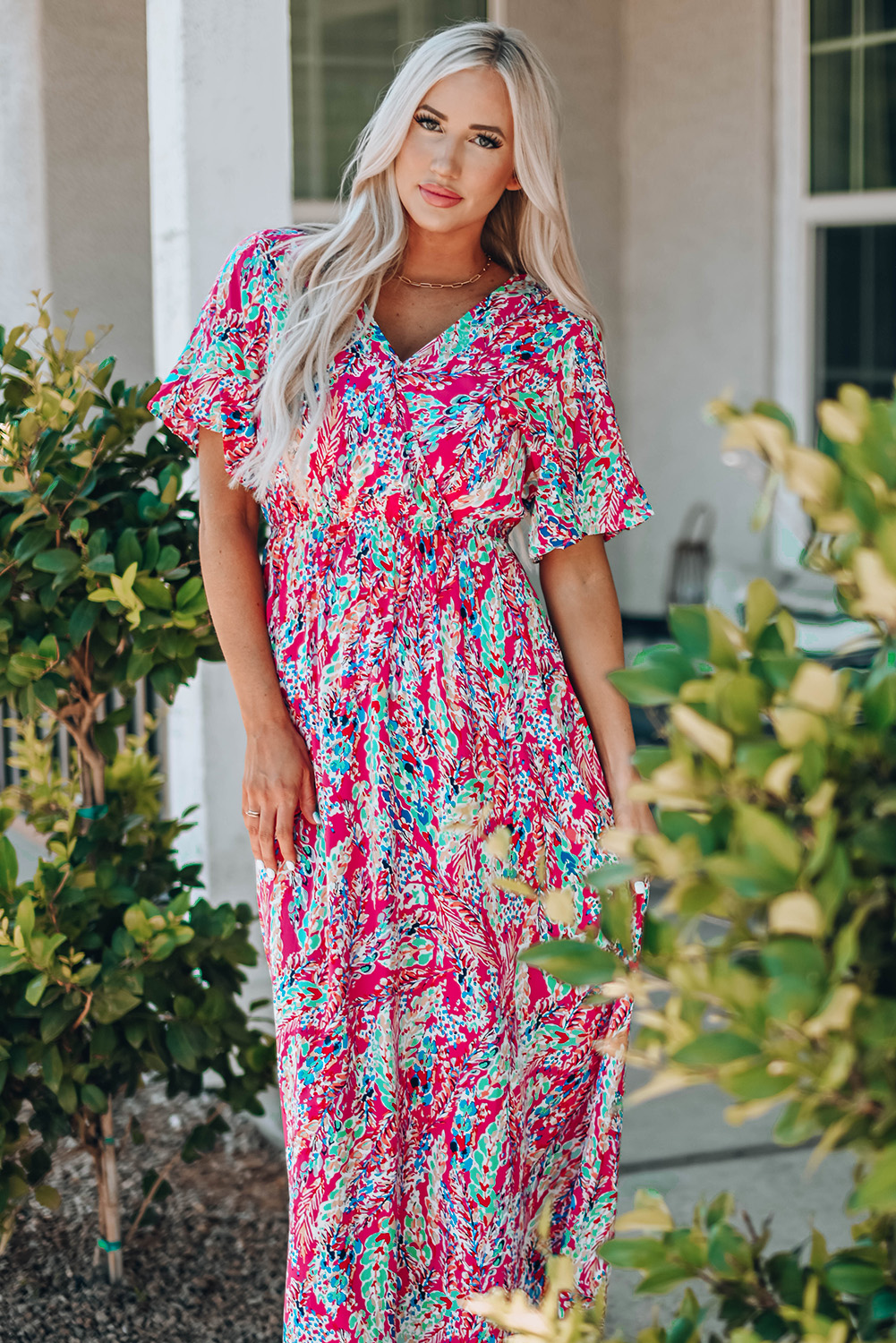 Wrap V Neck Floral Maxi Dress Wrap V Neck Floral Maxi Dress - Image 4
