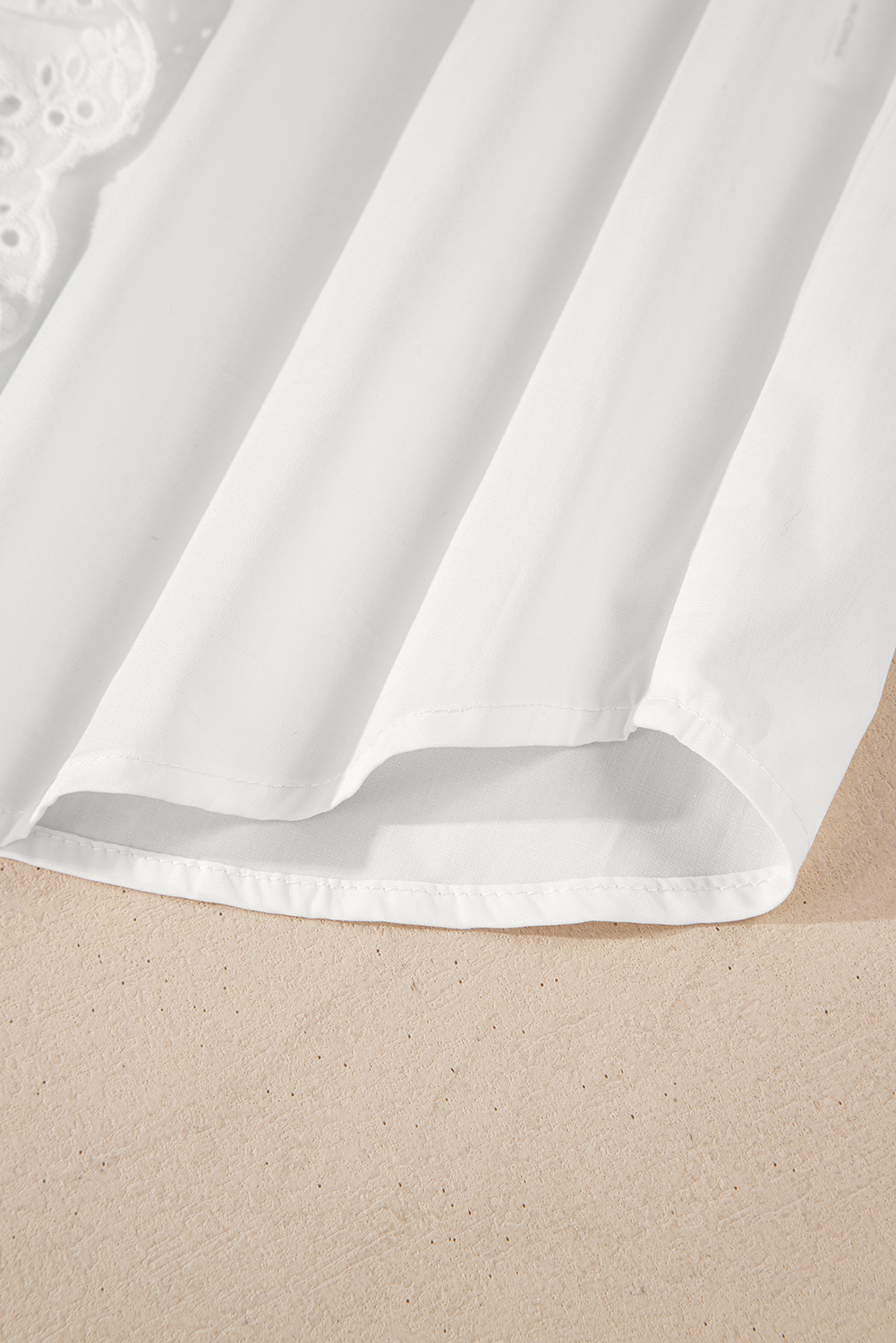 White Lace Crochet Trim Turn Down Collar Buttoned Shirt White Lace Crochet Trim Turn Down Collar Buttoned Shirt - Image 8