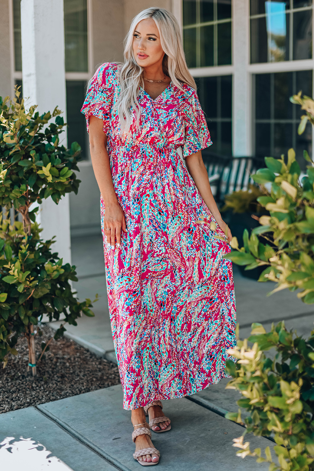 Wrap V Neck Floral Maxi Dress Wrap V Neck Floral Maxi Dress - Image 5