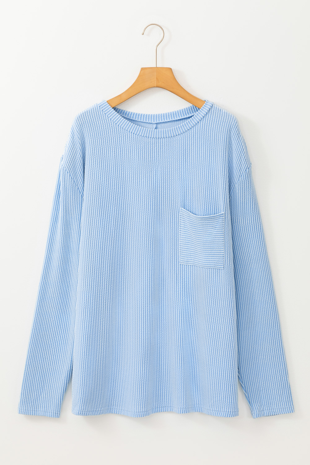 Myosotis Plus Size Ribbed Textured Long Sleeve T Shirt Myosotis Plus Size Ribbed Textured Long Sleeve T Shirt - Image 6