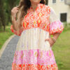 Black Solid Ruffled Puff Sleeve V Neck Plus Size Mini Dress