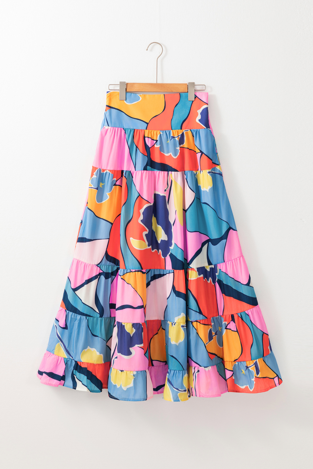 Pink Printed Pocketed High Waist Maxi Skirt Pink Printed Pocketed High Waist Maxi Skirt - Image 3