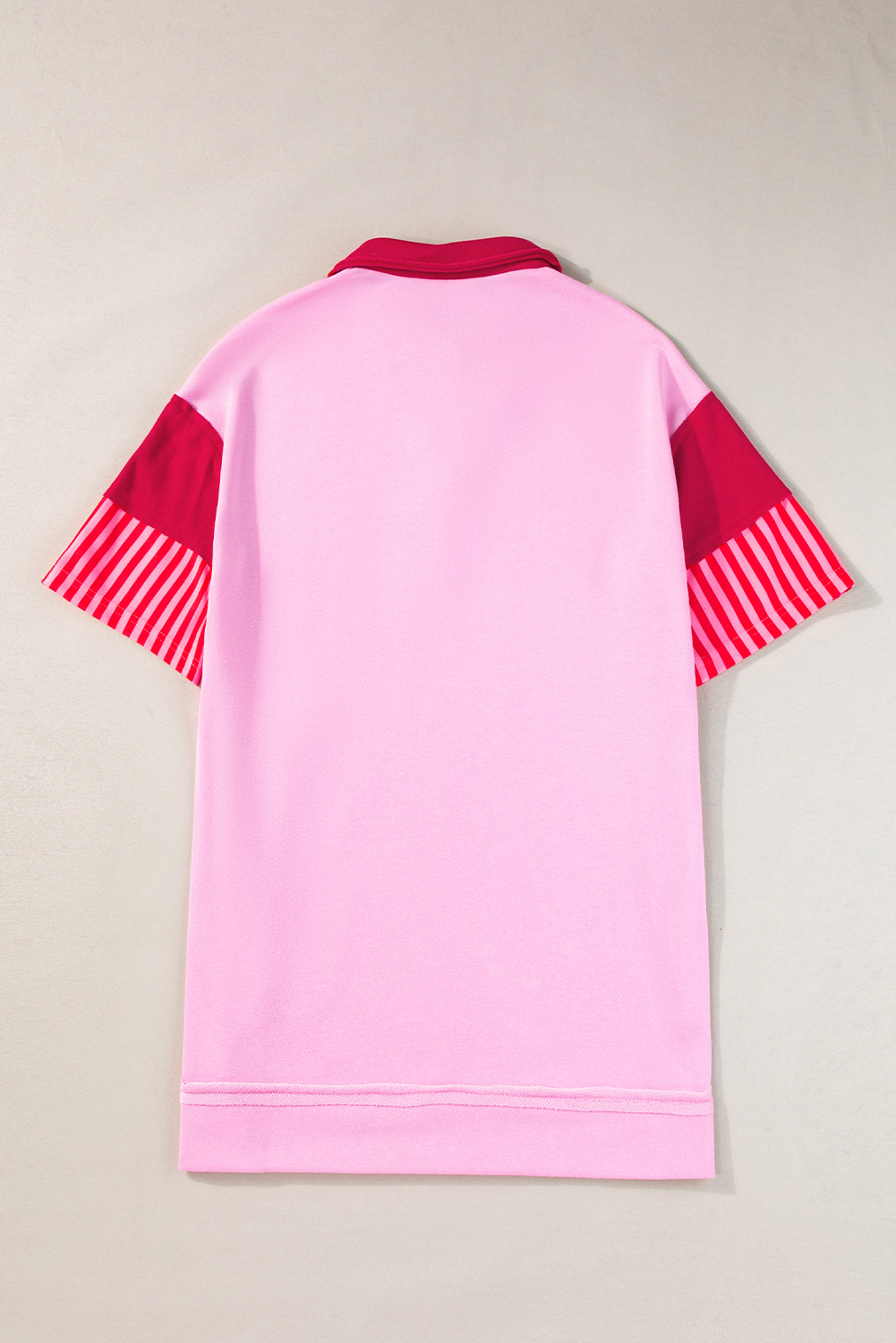 Pink Stripe Colorblock Patchwork Short Sleeve T Shirt Dress Pink Stripe Colorblock Patchwork Short Sleeve T Shirt Dress - Image 4