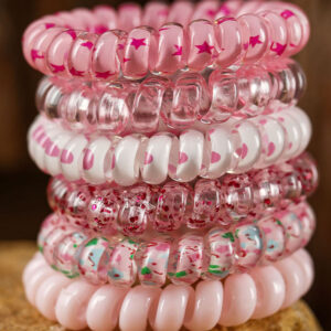 Pink Cute Gradient Starry Dotty Phone Cord Scrunchie Set