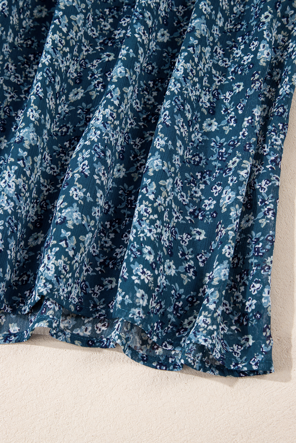 Blue Floral Print Sweetheart Neck Shirred Back Mini Dress Blue Floral Print Sweetheart Neck Shirred Back Mini Dress - Image 8