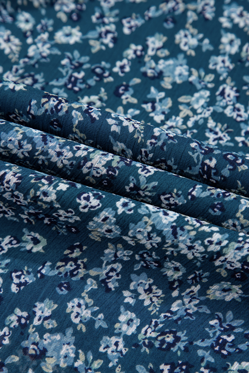 Blue Floral Print Sweetheart Neck Shirred Back Mini Dress Blue Floral Print Sweetheart Neck Shirred Back Mini Dress - Image 6