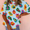 Multicolour Colorblock Patchwork Baggy T Shirt