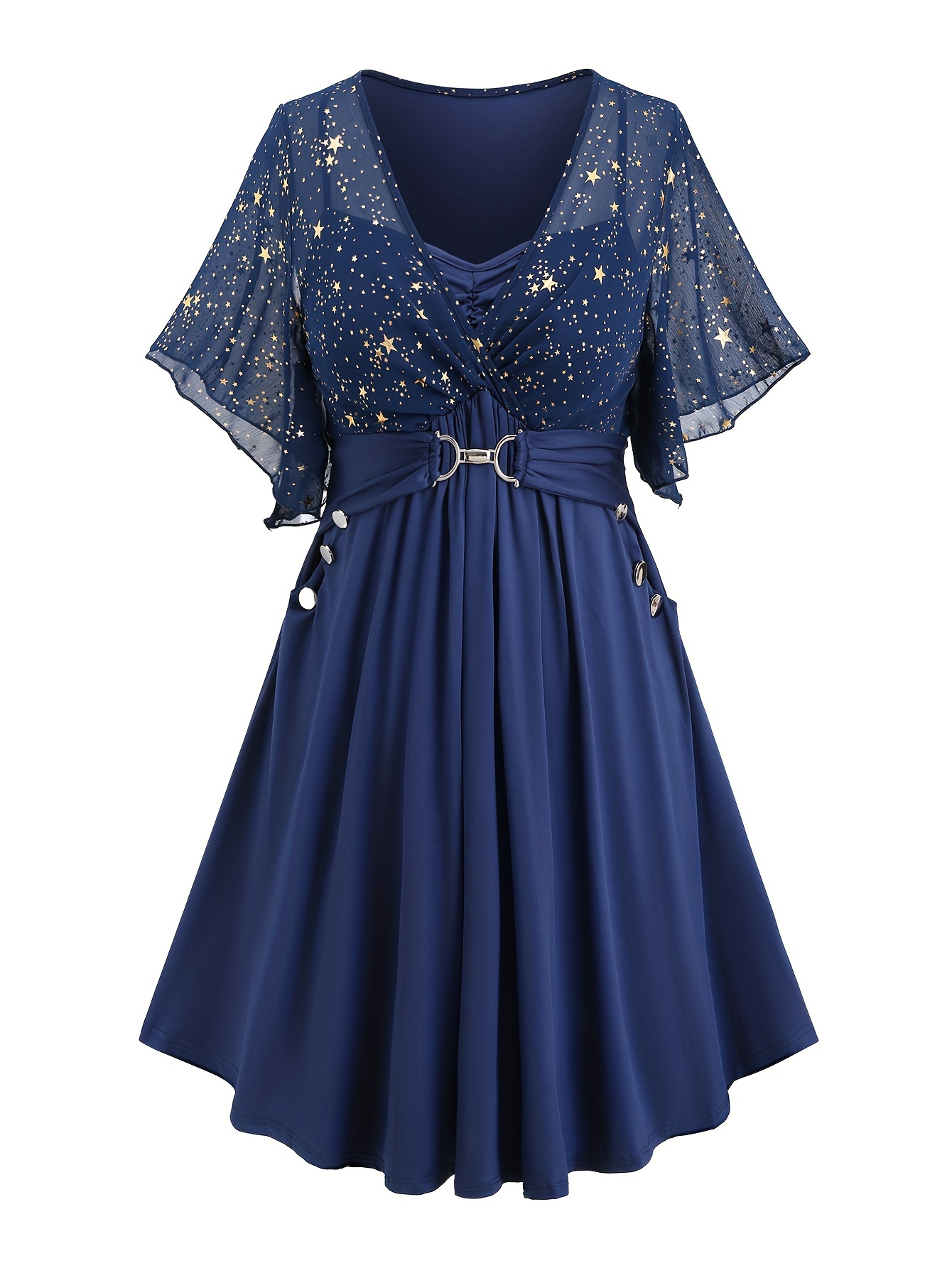 Plus Size – Elegant Dress with Star Print Plus Size - Elegant Dress with Star Print - Image 4