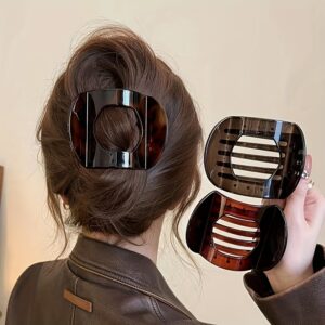 1pc Retro Handcrafted Flat Oval Acrylic Hair Clip with Curved Arc Design, Suitable for Daily Wear and Hairstyling